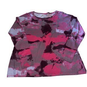 SEED TO STYLE Organic 100% Cotton Long Sleeve Pink Tie Dye Top Size Large Casual
